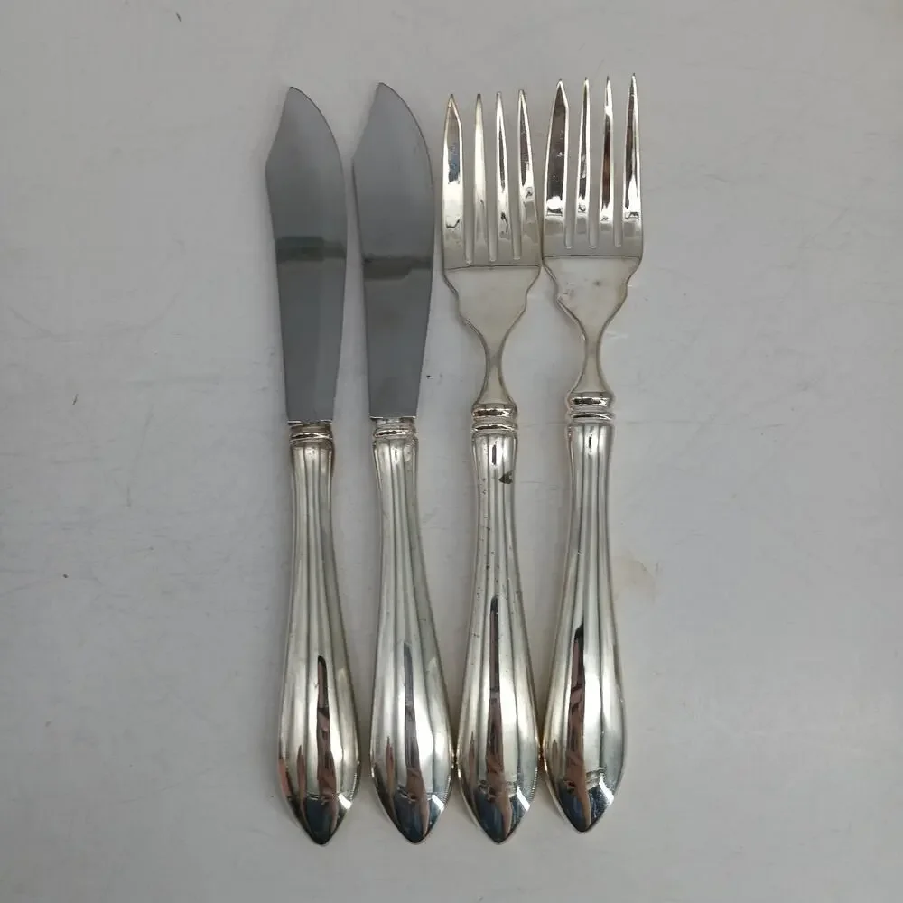 4X Towle Boston Antique Hollow Handled Knives And Forks Silverplate